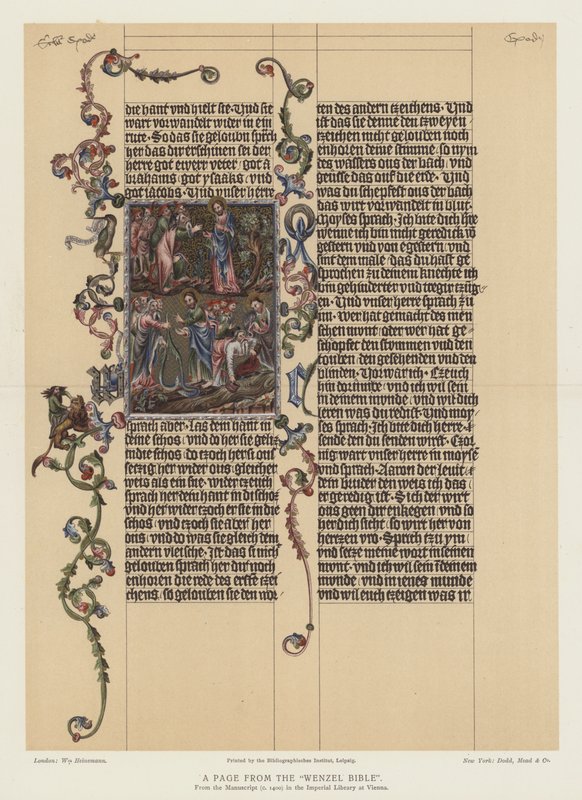 Une page de la Bible de Wenzel (lithographie en couleur) - English School
