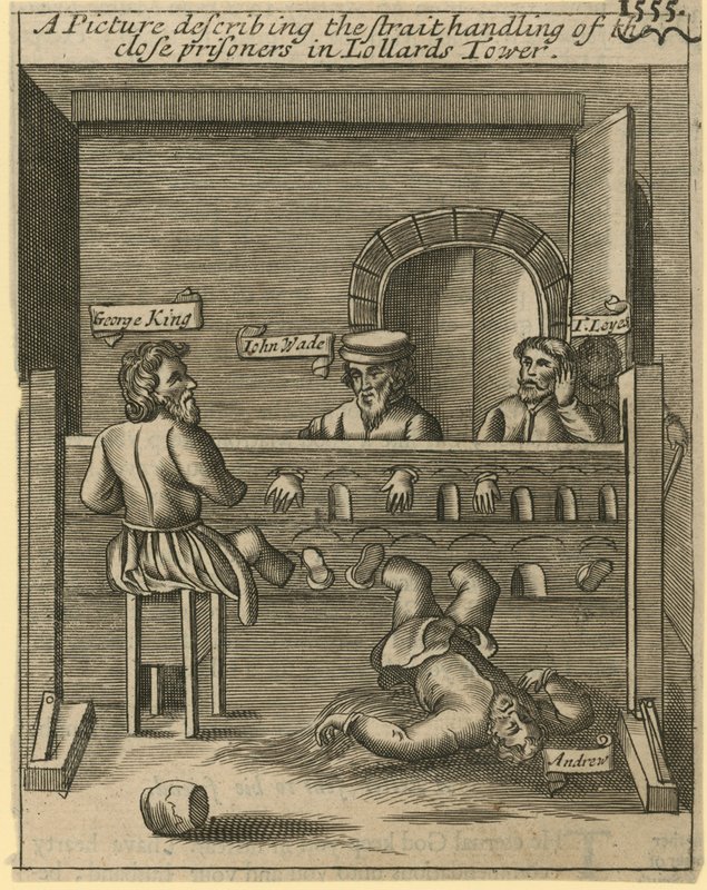 Une image décrivant le traitement strict des prisonniers dans la tour des Lollards - English School