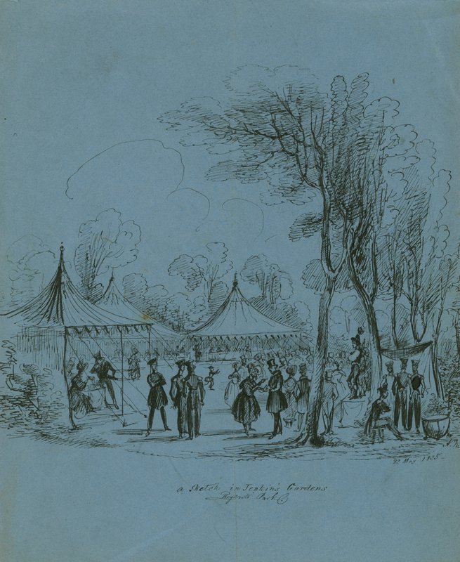 Un croquis dans les jardins de Jenkins, Regents Park, Londres - English School