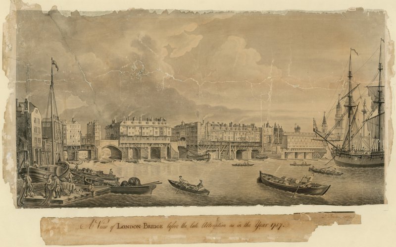 Vue du Pont de Londres avant la dernière modification en 1757 - English School