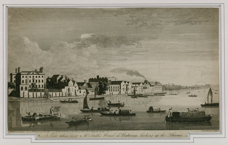 Vue prise près de la maison de M. Smith à Battersea, regardant vers la Tamise - English School