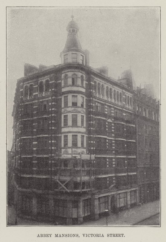 Abbey Mansions, rue Victoria (gravure) - English School