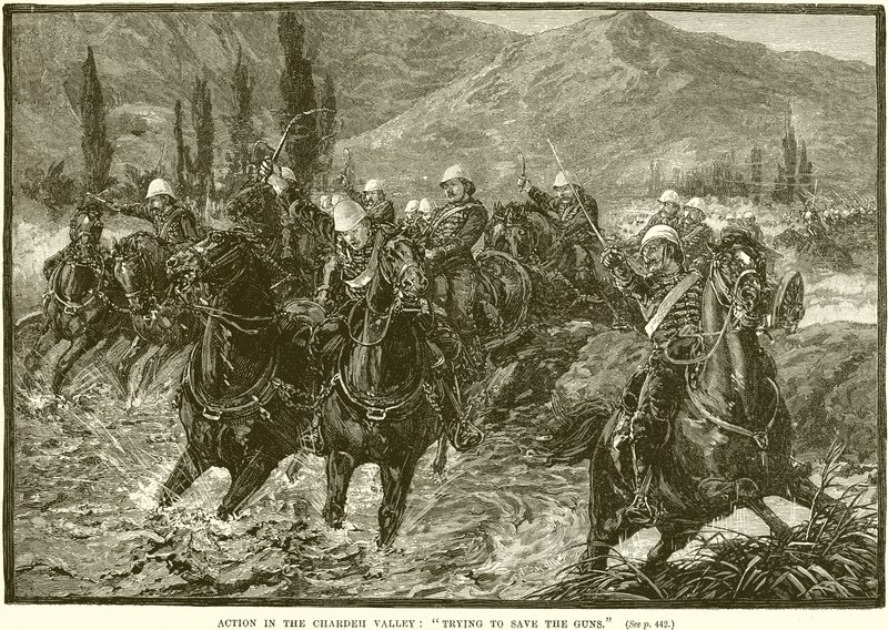 Action dans la vallée de Chardeh : essayer de sauver les canons - English School