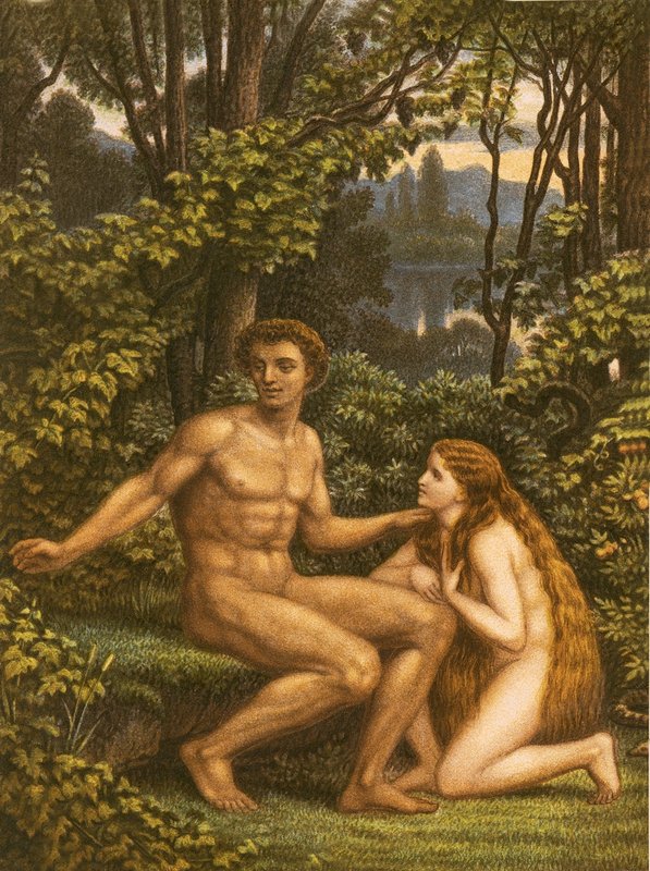 Adam et Ève, avec Ève montrant son obéissance - English School