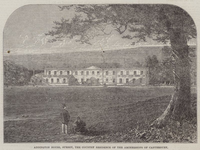 Maison Addington, Surrey, la Résidence de Campagne des Archevêques de Canterbury (gravure) - English School
