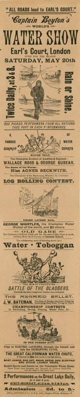Publicité pour le Spectacle Aquatique du Monde du Capitaine Boyton, Earls Court, Londres - English School