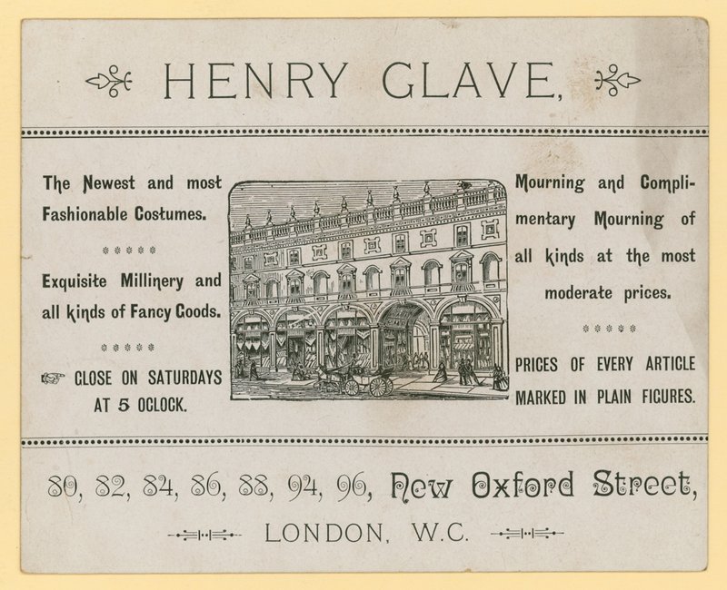 Publicité pour Henry Glave, New Oxford Street, Londres - English School