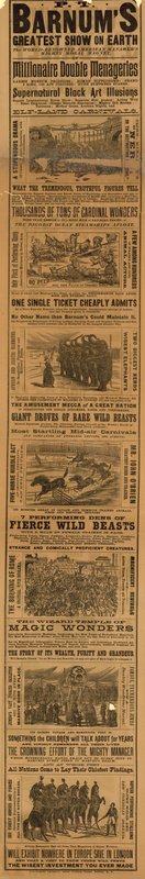 Publicité pour le Plus Grand Spectacle du Monde de P T Barnum - English School