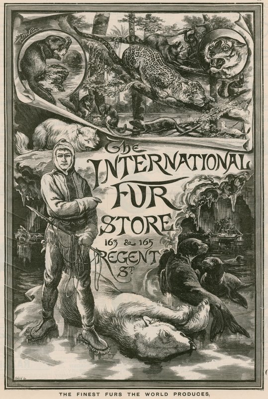 Publicité pour The International Fur Store, 163 & 165 Regent Street, Londres - English School