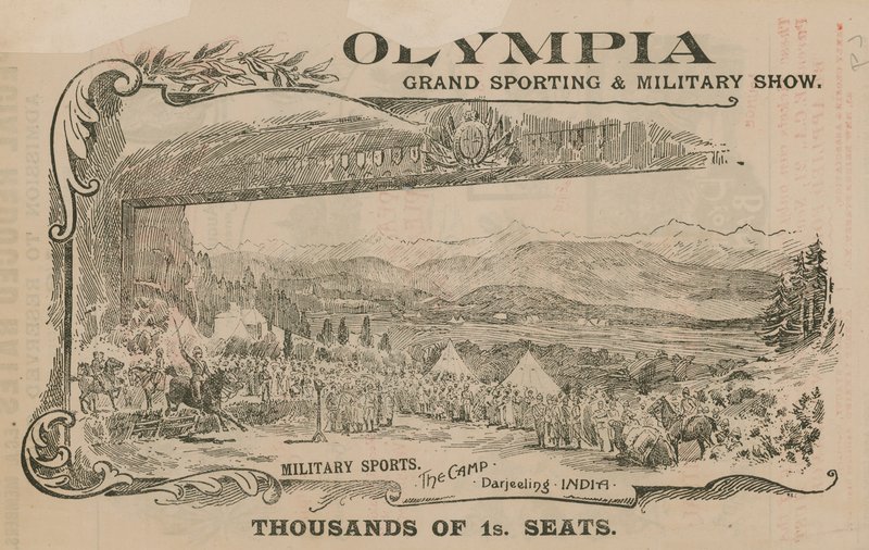 Publicité pour un Grand Spectacle Sportif et Militaire à Olympia, Londres - English School