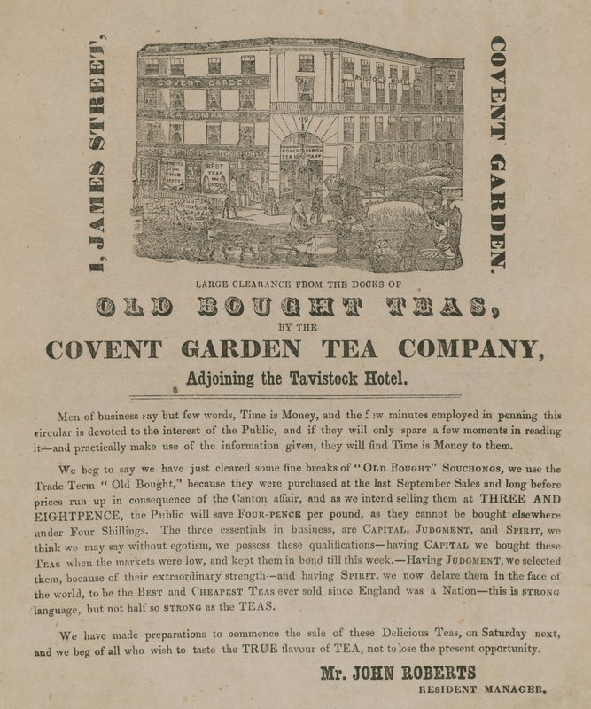 Publicité pour les vieux thés achetés de la Covent Garden Tea Company - English School