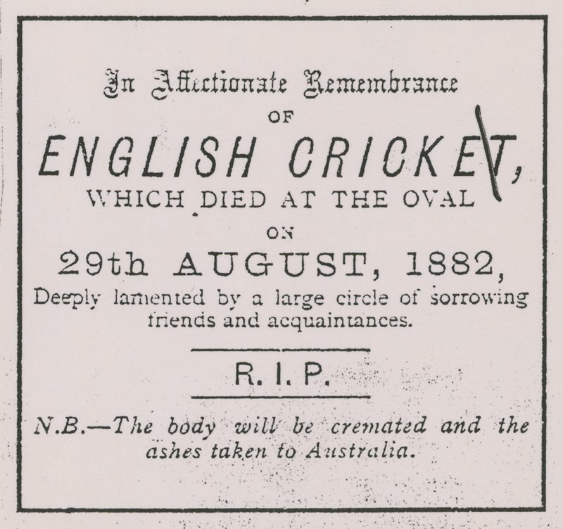 Annonce du Sporting Times en août 1882 introduisant le concept des Ashes - English School