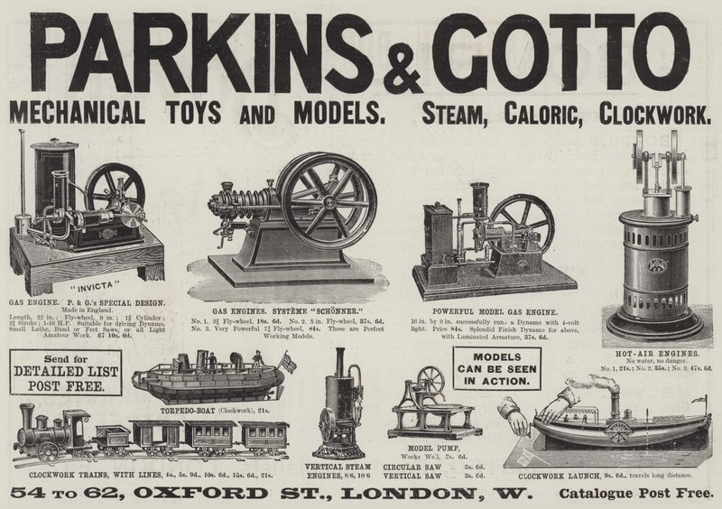 Publicité, Parkins et Gotto (gravure) - English School