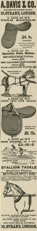Publicité pour A Davis & Co selliers et fabricants de harnais - English School