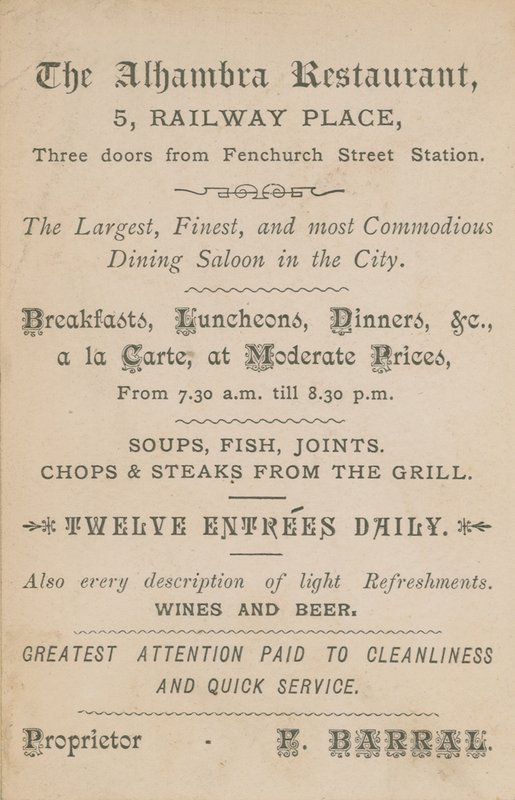 Publicité pour le restaurant Alhambra - English School