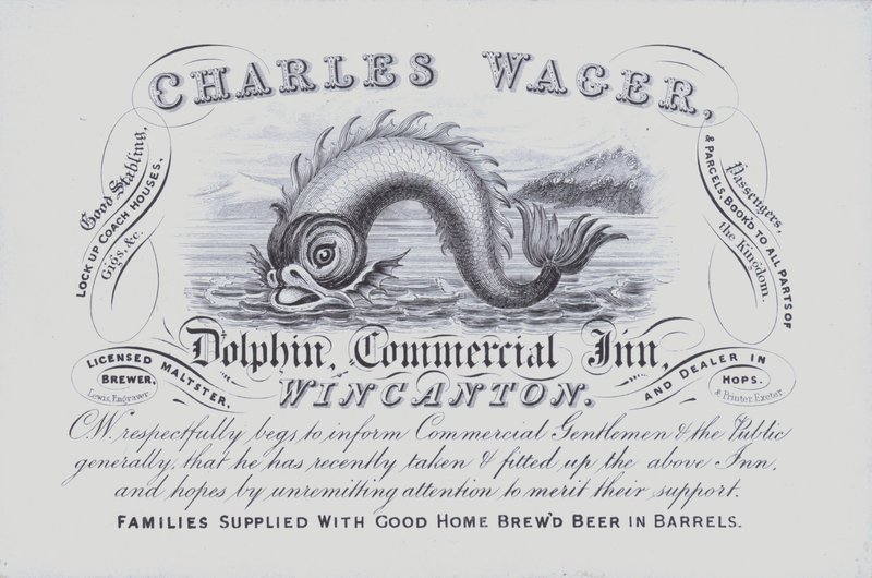 Publicité pour le Dolphin Inn, Wincanton, Somerset - English School