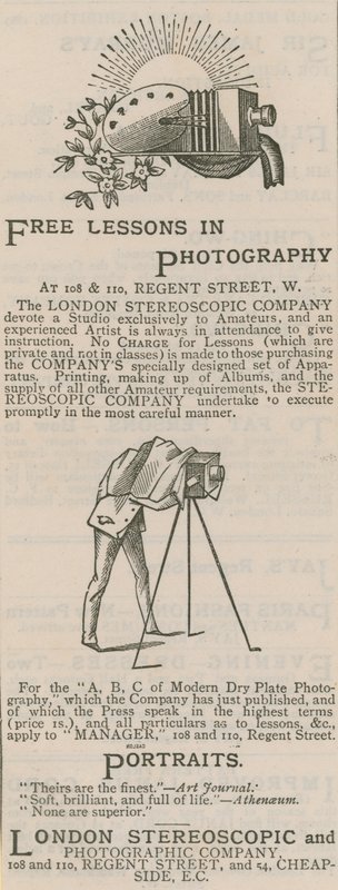 Publicité pour la London Stereoscopic and Photographic Company - English School