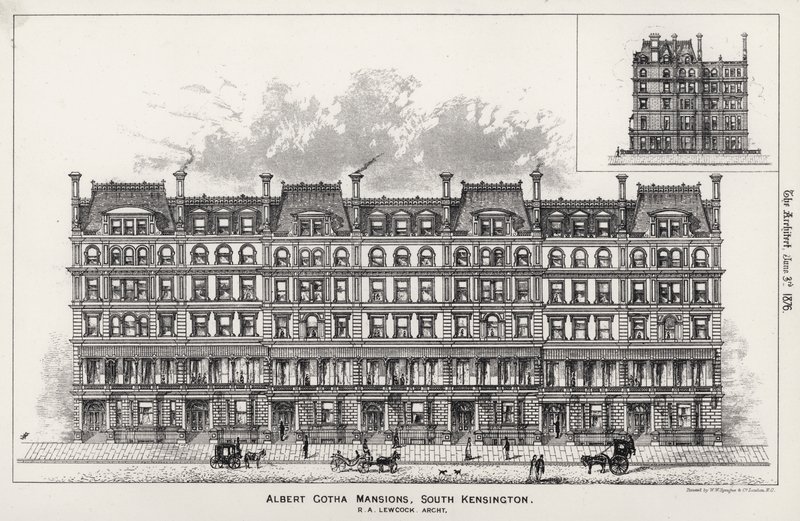 Albert Gotha Mansions, South Kensington (gravure) - English School