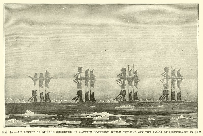 Un effet de mirage observé par le capitaine Scoresby, en croisière au large de la côte du Groenland en 1822 - English School