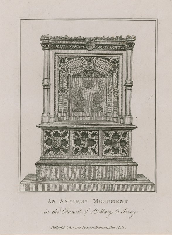 Un ancien monument dans le chœur de St Mary le Savoy - English School