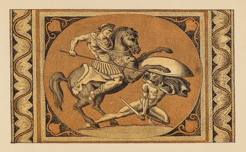 Rome antique : En bataille avec les Iceni (lithographie en couleur) - English School
