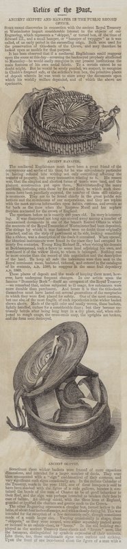 Ancien skippet et hanaper dans le bureau des archives publiques - English School