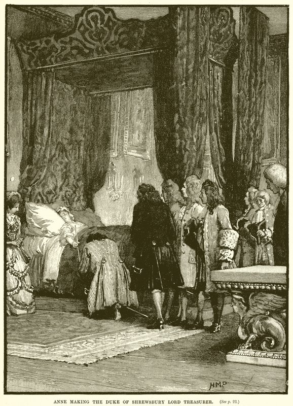 Anne nommant le duc de Shrewsbury Lord Trésorier - English School