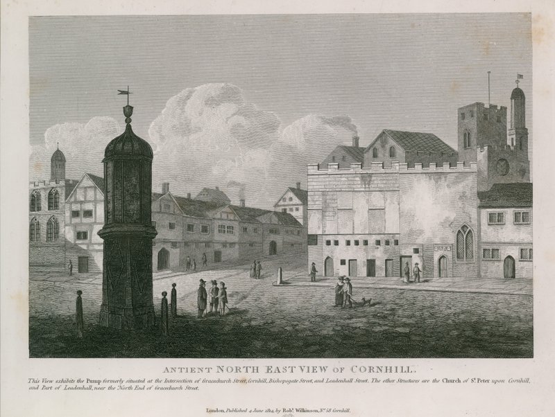Vue ancienne du nord-est de Cornhill - English School