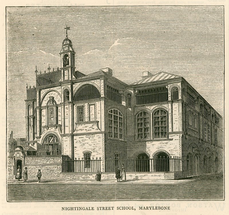 Architecture du London School Board : Nightingale Street School, Marylebone, Londres - English School