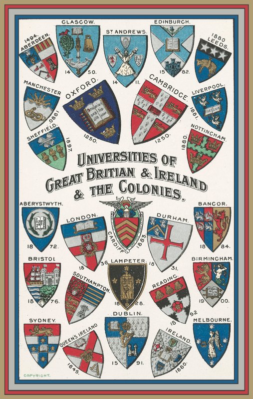 Armoiries des universités de Grande-Bretagne et d