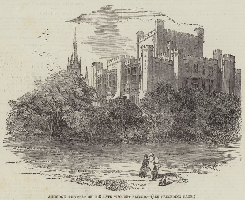 Ashridge, la résidence du feu vicomte Alford (gravure) - English School