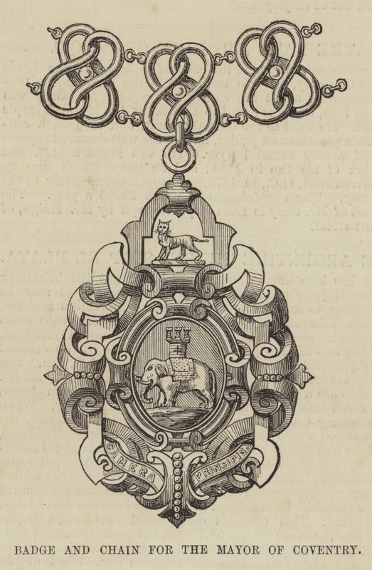 Badge et chaîne pour le maire de Coventry (gravure) - English School
