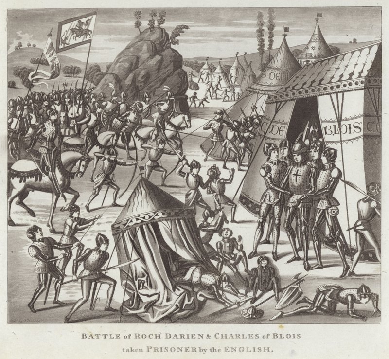 Bataille de Roch Darien et Charles de Blois fait prisonnier par les Anglais - English School