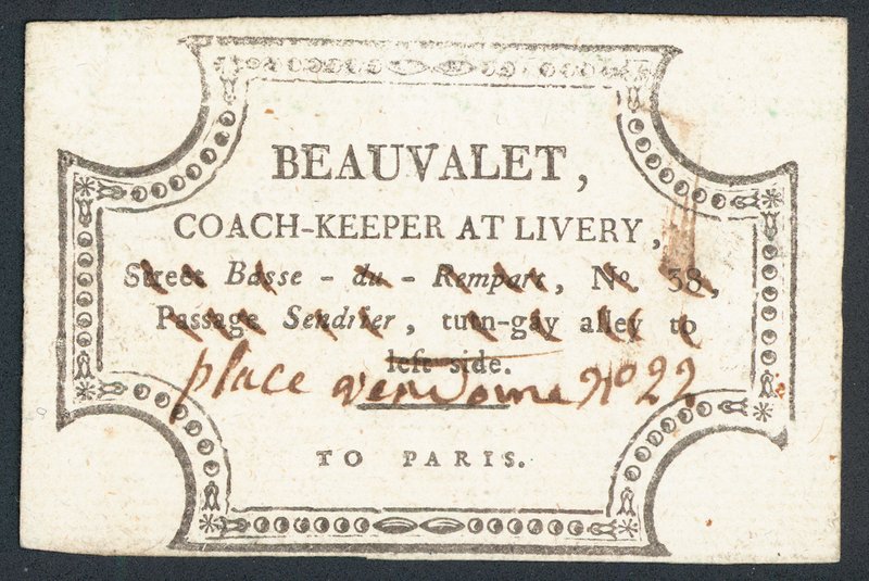 Beauvalet, gardien de voitures en pension, carte de visite - English School