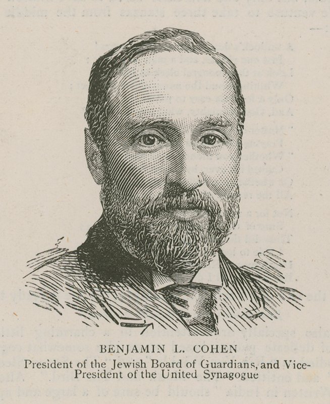 Benjamin L. Cohen, président du conseil des gardiens juifs et vice-président de la synagogue unie - English School