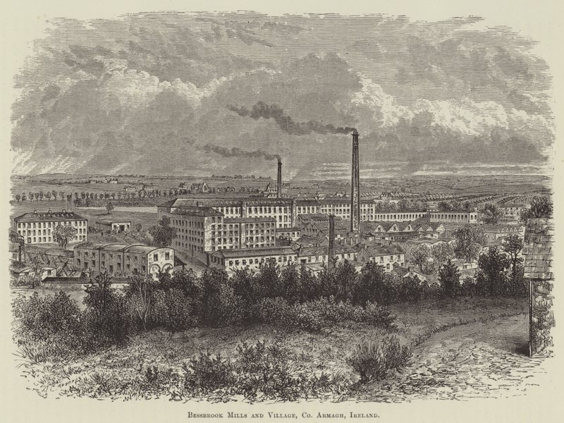 Moulins et village de Bessbrook, comté d