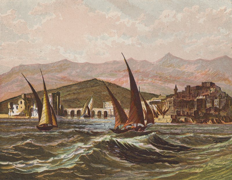 Bateaux naviguant au large de la Terre Sainte - English School
