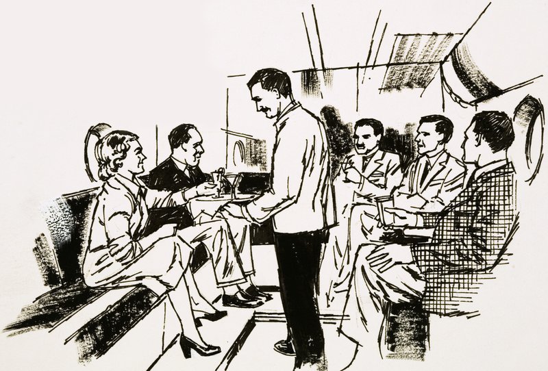 Salon-cocktail sur le pont inférieur du Boeing Stratocruiser - English School