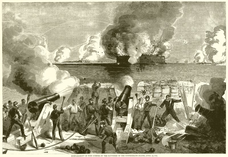 Bombardement de Fort Sumter par les batteries des États confédérés, 13 avril 1861 - English School