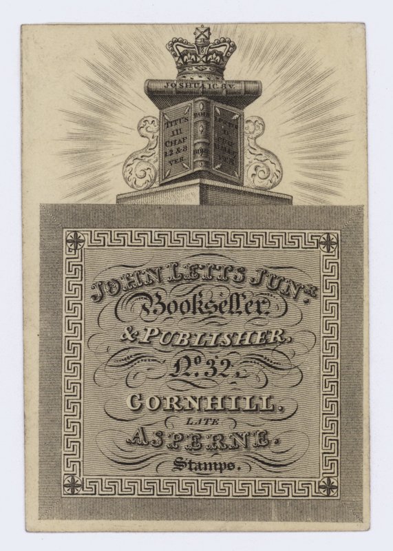 Libraire et éditeur, John Letts Junior, carte de visite - English School