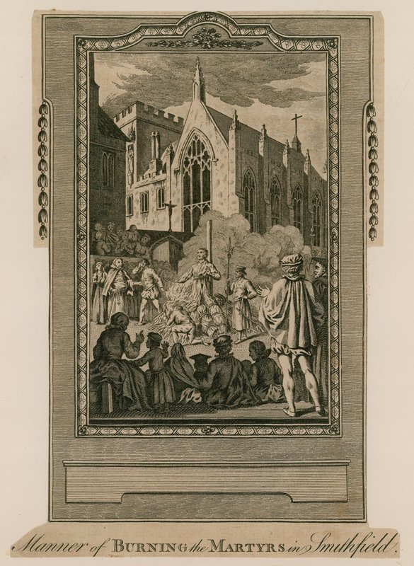 Brûlage des martyrs à Smithfield - English School