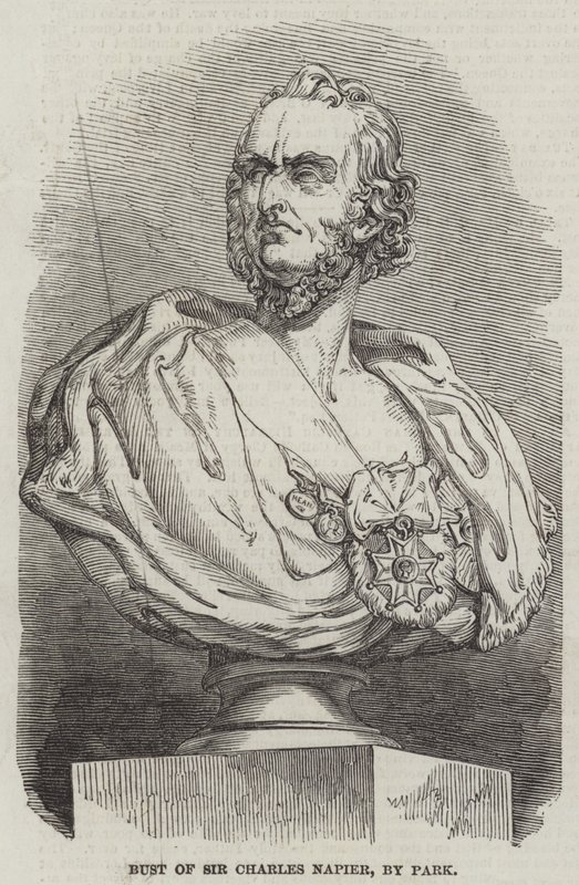 Buste de Sir Charles Napier, par Park (gravure) - English School
