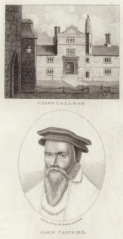 Caius College et un portrait de John Caius - English School