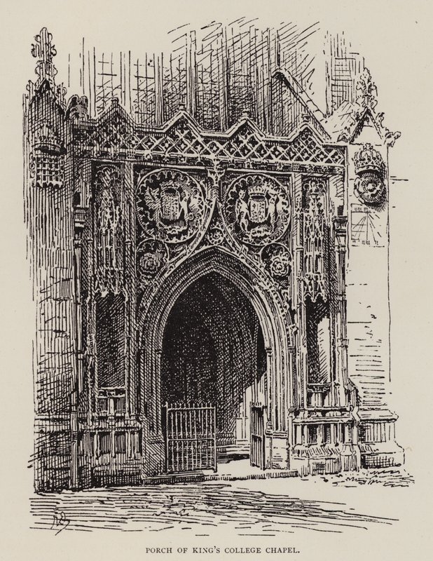 Cambridge : Porche de la chapelle du King