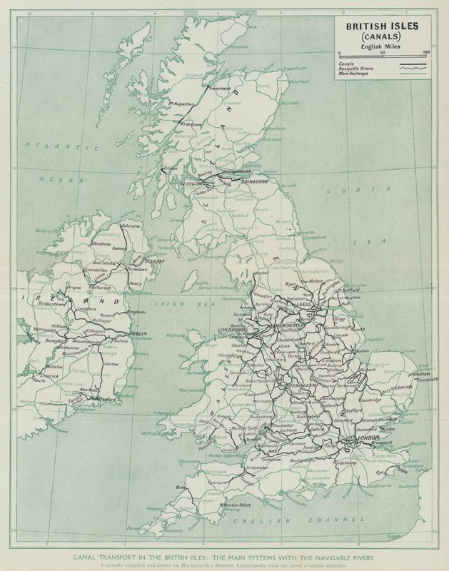 Transport par canal dans les îles britanniques, les principaux systèmes avec les rivières navigables - English School