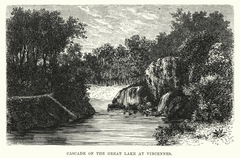 Cascade du Grand Lac à Vincennes (gravure) - English School