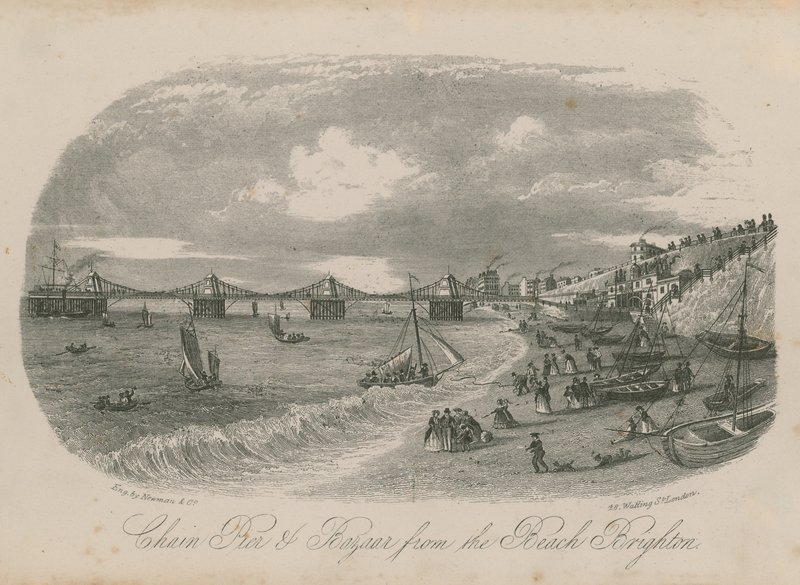 Jetée à chaînes et bazar depuis la plage à Brighton - English School