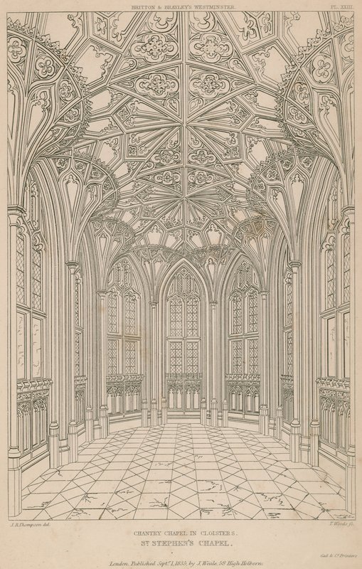 Chapelle Chantry dans les cloîtres, chapelle St Stephen, palais de Westminster - English School