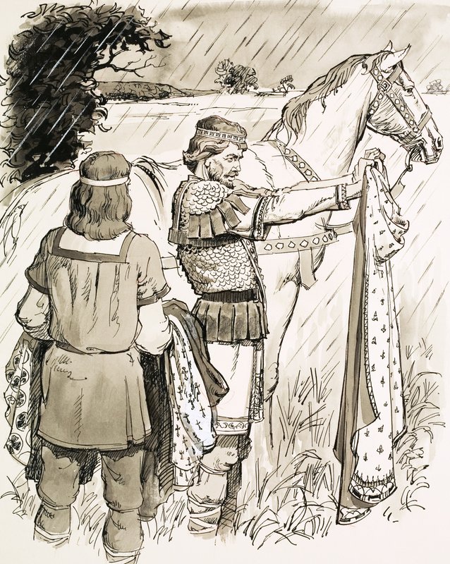 Charlemagne inspectant des manteaux - English School
