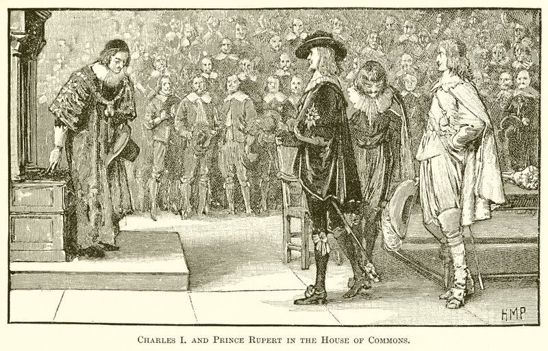 Charles Ier et le prince Rupert à la Chambre des communes - English School